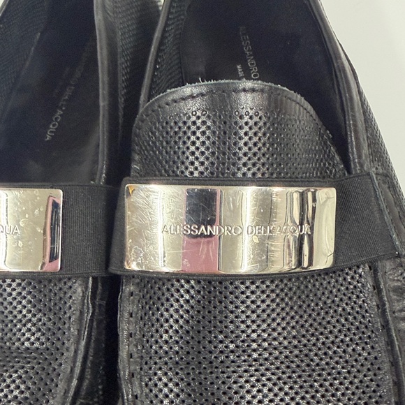 Alessandro Dell'Acqua Textured Black Loafers with Silver Accent 45 12 - Picture 2 of 6